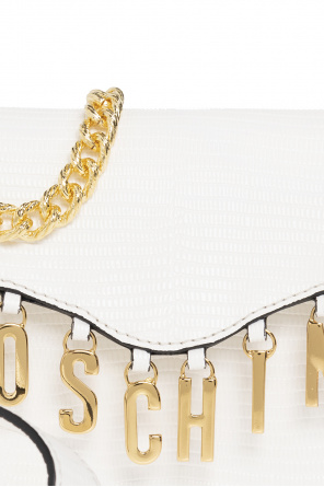 Moschino The Pouch Small Leather Clutch Bag Womens White