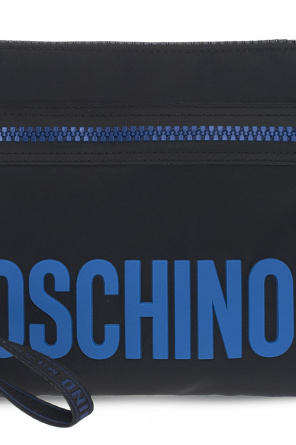 Moschino logo-print metallic belt bag