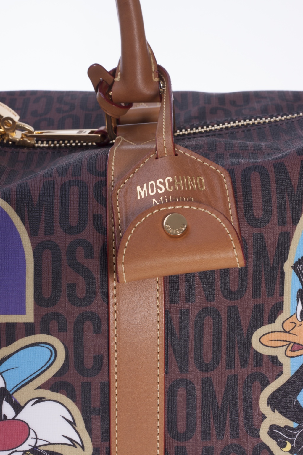 Moschino Looney Tunes Textured Faux Leather Duffel Bag in Brown