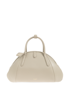 Bolso de mano de cuero con logo