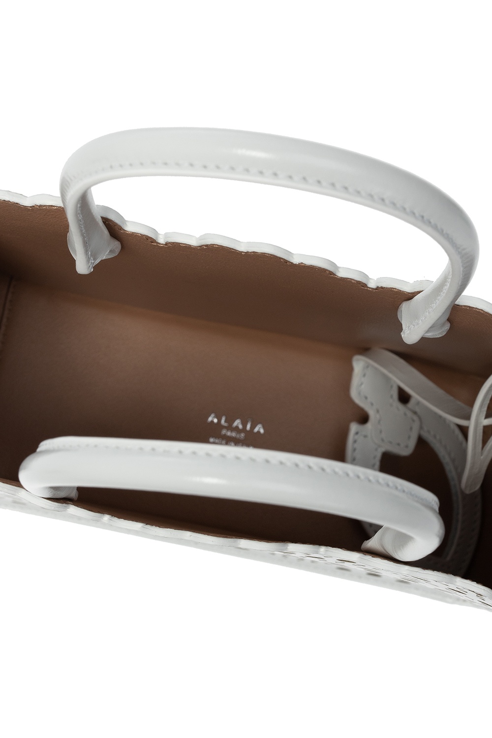 Garance Leather Phone Pouch in Silver - Alaia