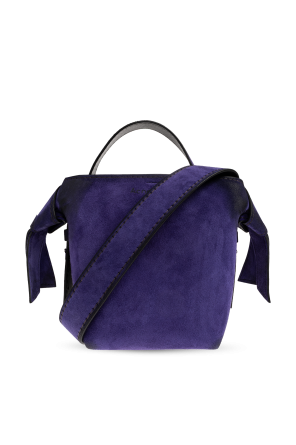 Suede handbag with logo