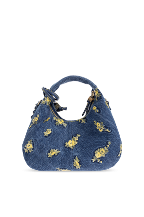 Ganni Denim bag with floral motif