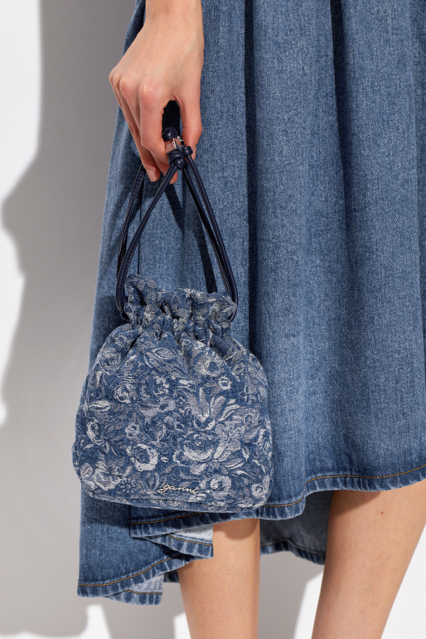 Ganni Denim bum bag with floral motif