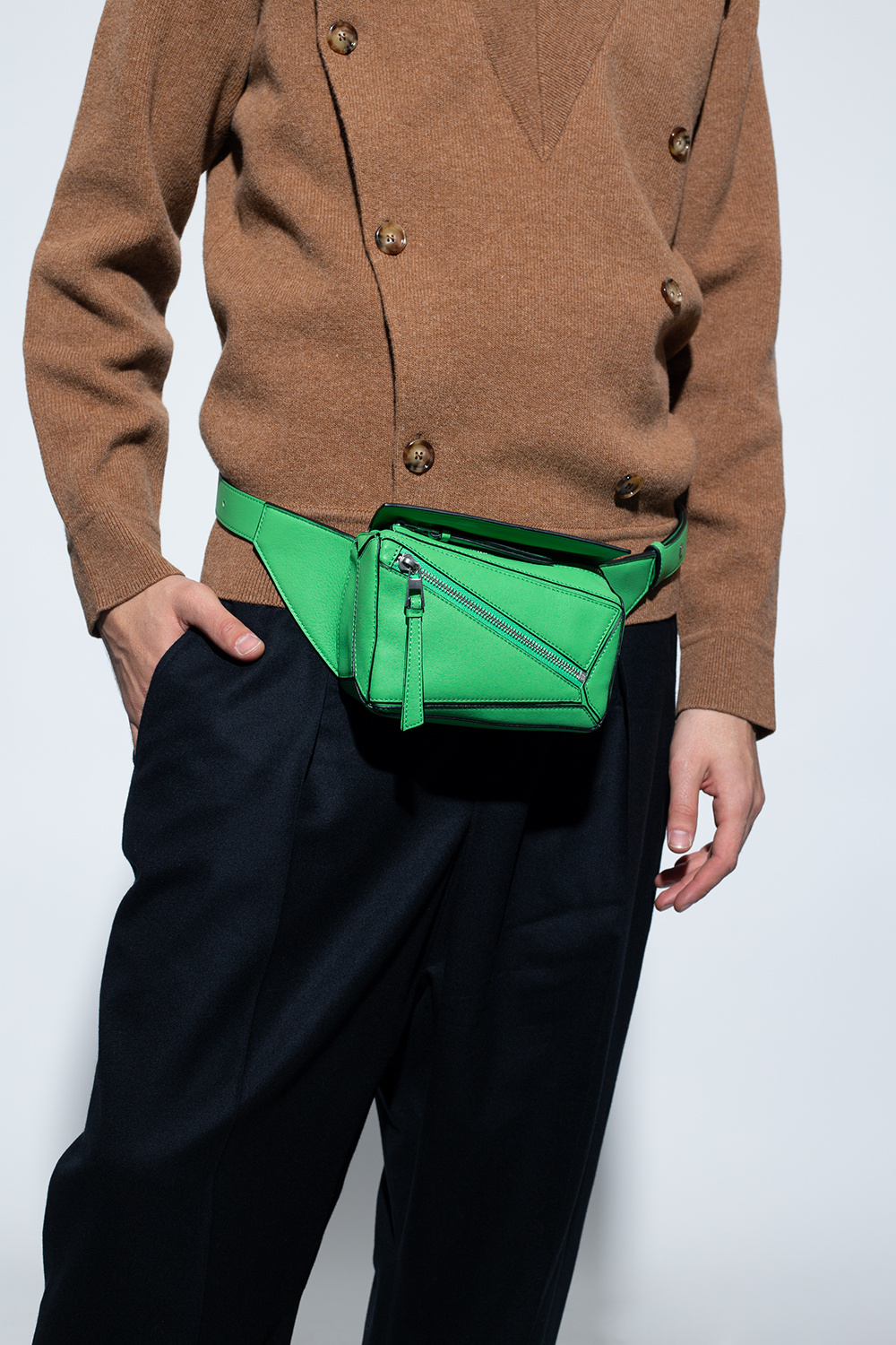 LOEWE, Puzzle Leather Messenger Bag, Men, Green