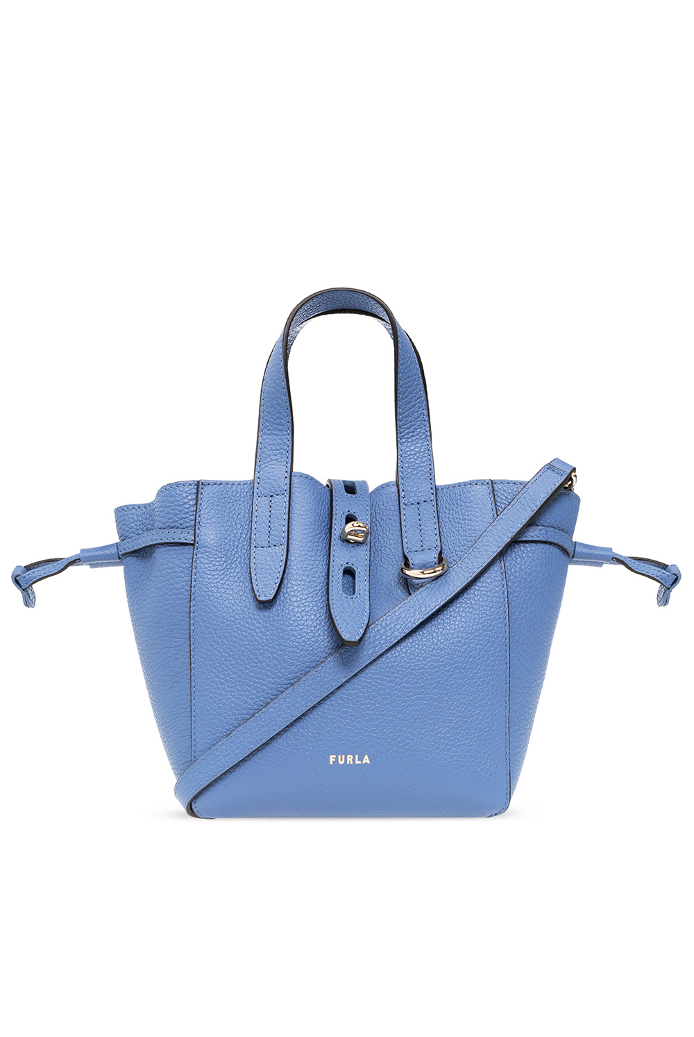 FURLA: net bag in grained leather - Gnawed Blue  Furla mini bag  BASRFUAHSF000 online at