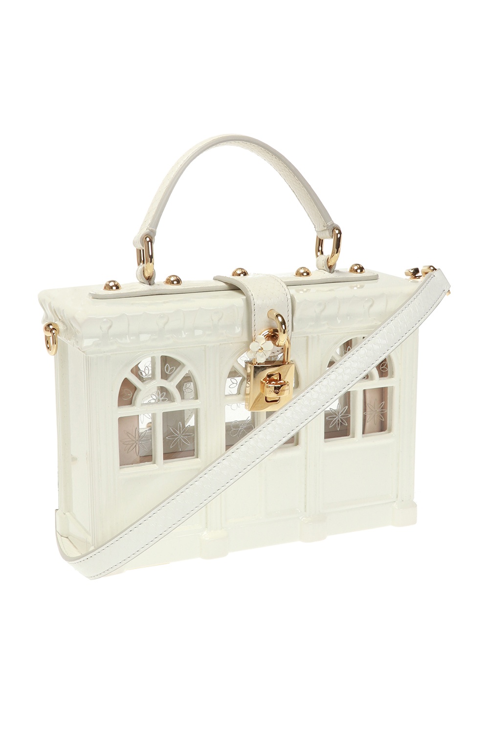 Dolce Box bag in golden hand-painted wood in Multicolor