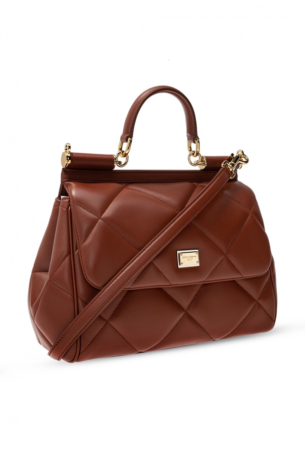 DOLCE & GABBANA Shoulder Bag Small Brown Calf Leather Sicily