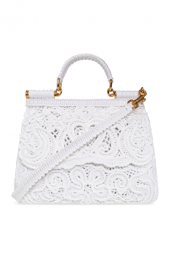 Dolce & Gabbana crochet detail jumpsuit ‘Sicily Medium’ shoulder bag