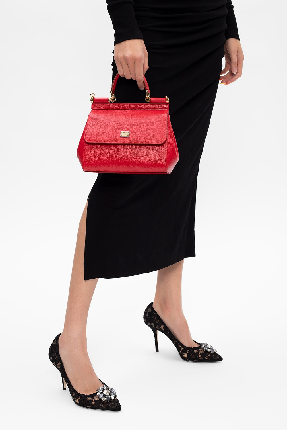 Dolce & Gabbana Sicily Small Bag Stampa Dauphine in Red