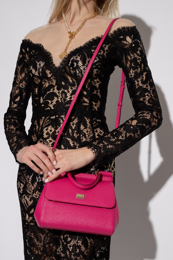 Sicily Mini Patent Leather Crossbody Bag in Pink - Dolce Gabbana Kids