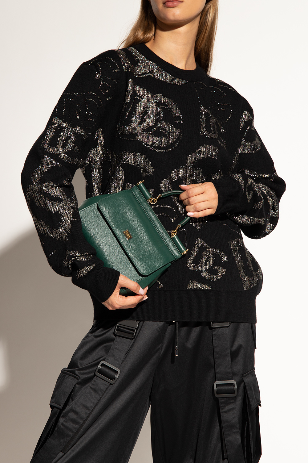 Beige Sicily small grained-leather handbag, Dolce & Gabbana