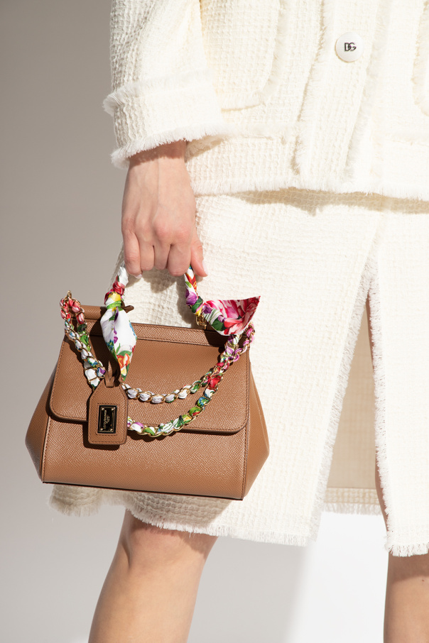 dolce blocked & Gabbana Kids gathered poppy-print dress ‘Sicily Small’ shoulder bag