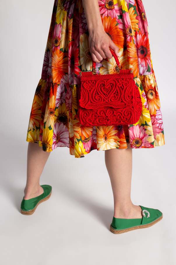 Dolce & Gabbana Kids logo-strap flatform sandals ‘Sicily Small’ lace shoulder bag