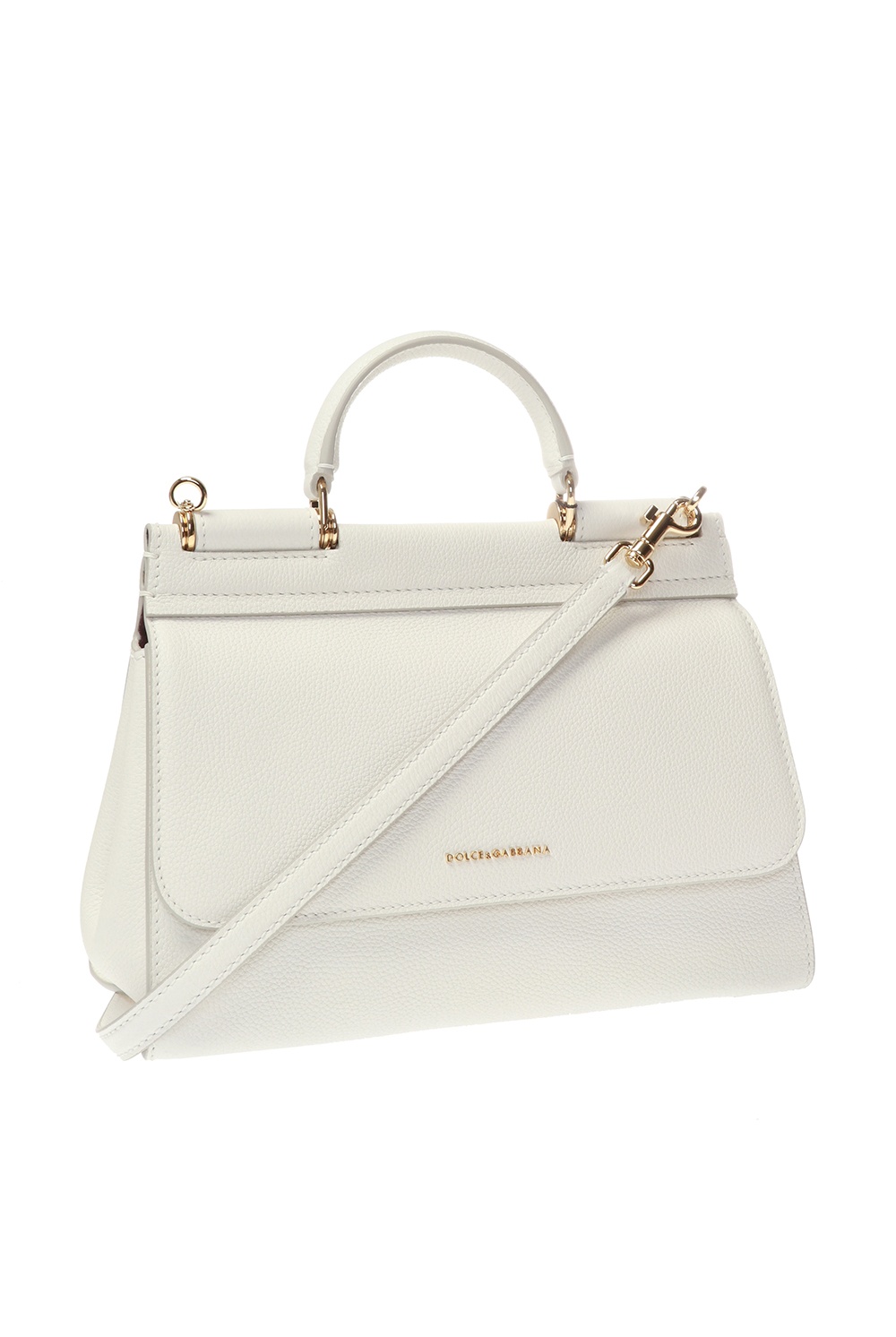 Dolce & Gabbana Sicily Soft Small Leather Tote Bag in White