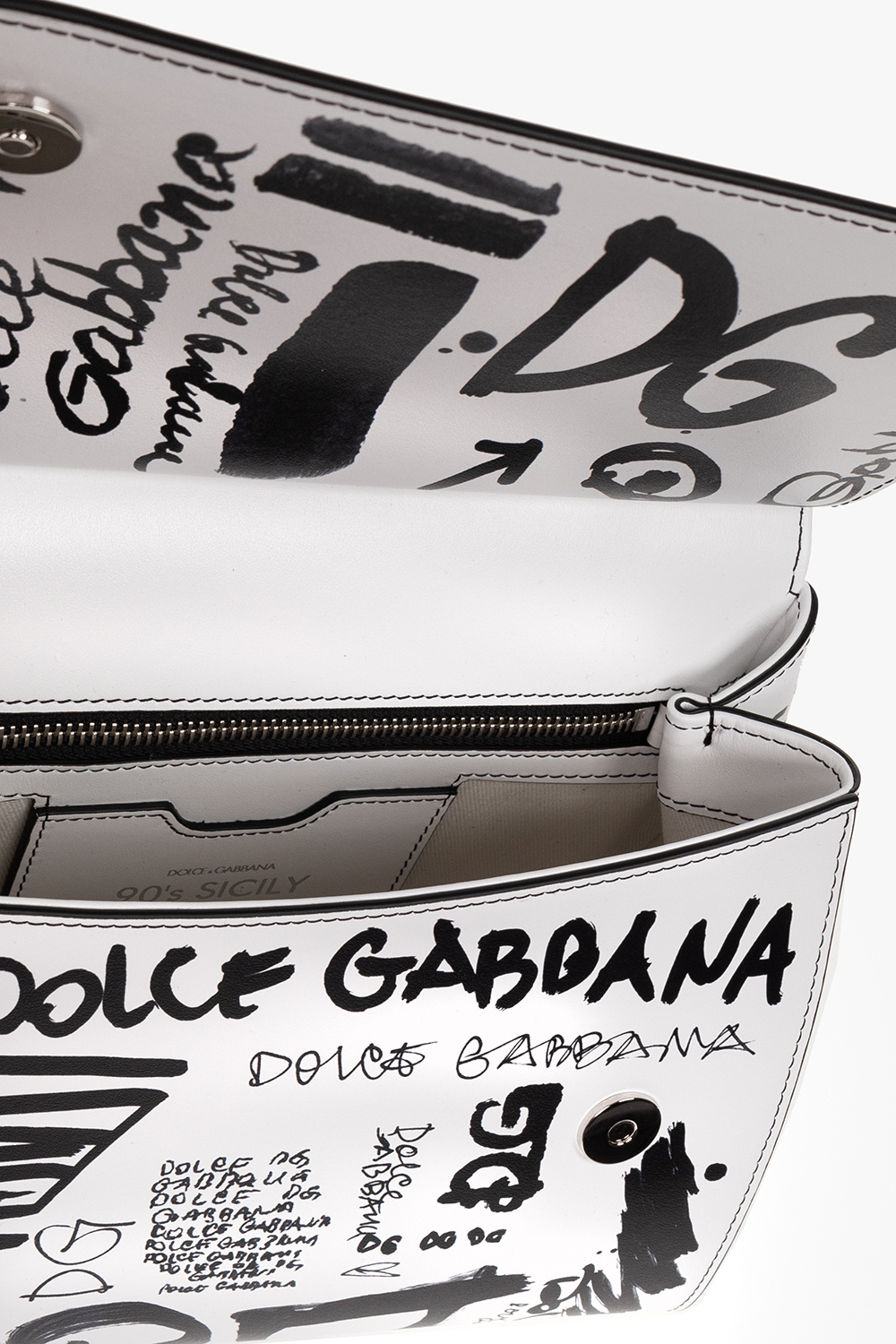 Calfskin 90S Sicily Bag With Logo Print by Dolce & Gabbana at
