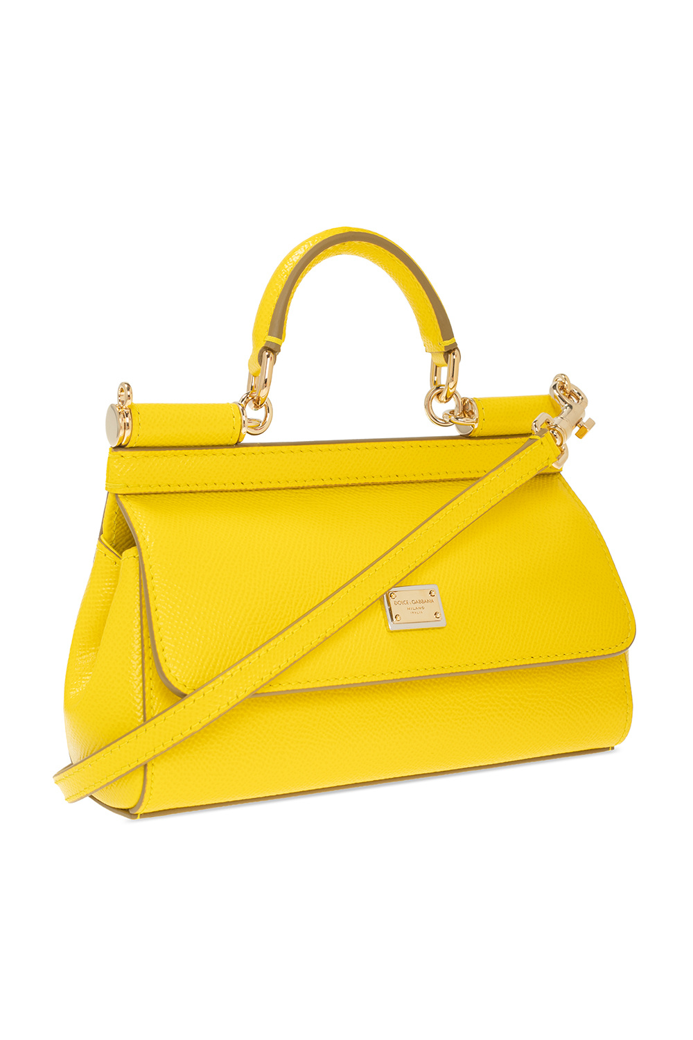 Sicily Small Leather Tote Bag in Yellow - Dolce Gabbana