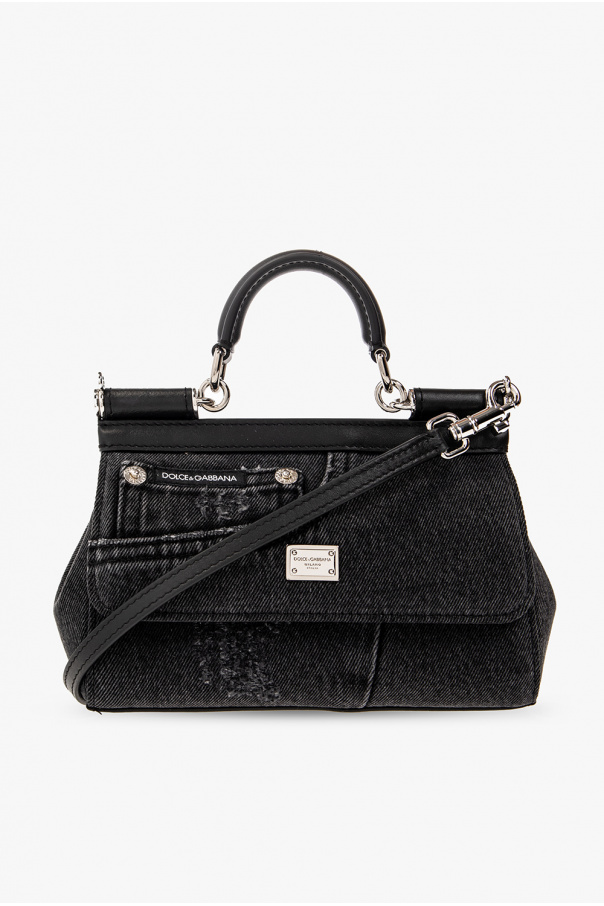 Dolce & Gabbana square rhinestone-embellished cufflinks ‘Sicily Small’ shoulder bag