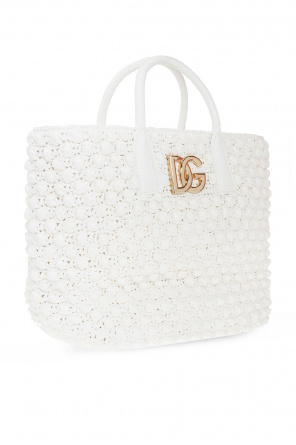 Dolce & Gabbana Kids all-over typeface logo jacket Shopper bag