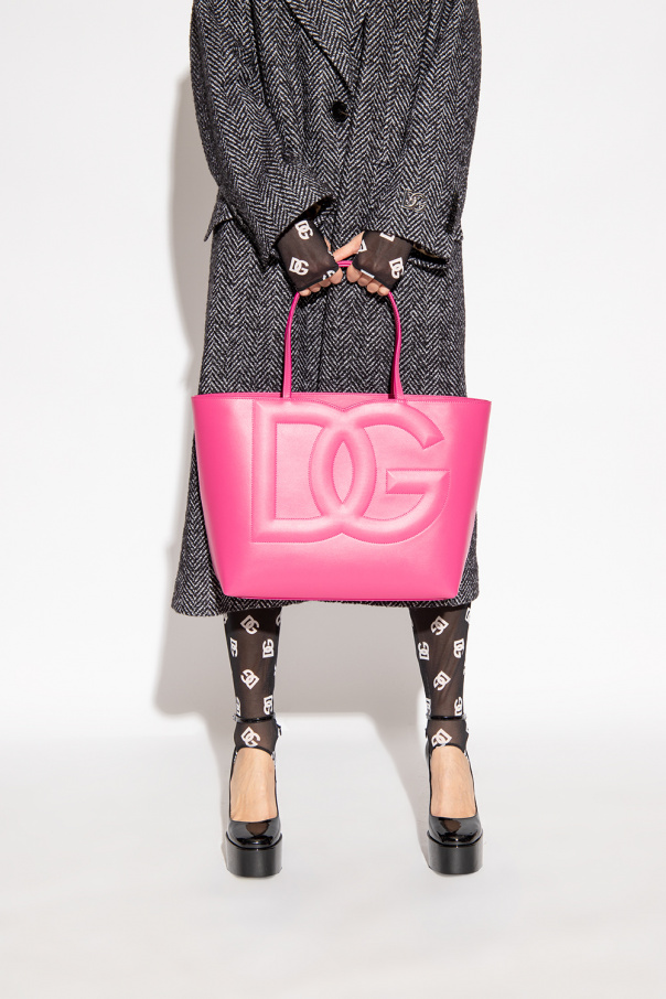 Dolce & Gabbana рубашка с цветочным принтом и бантом Leather shopper bag