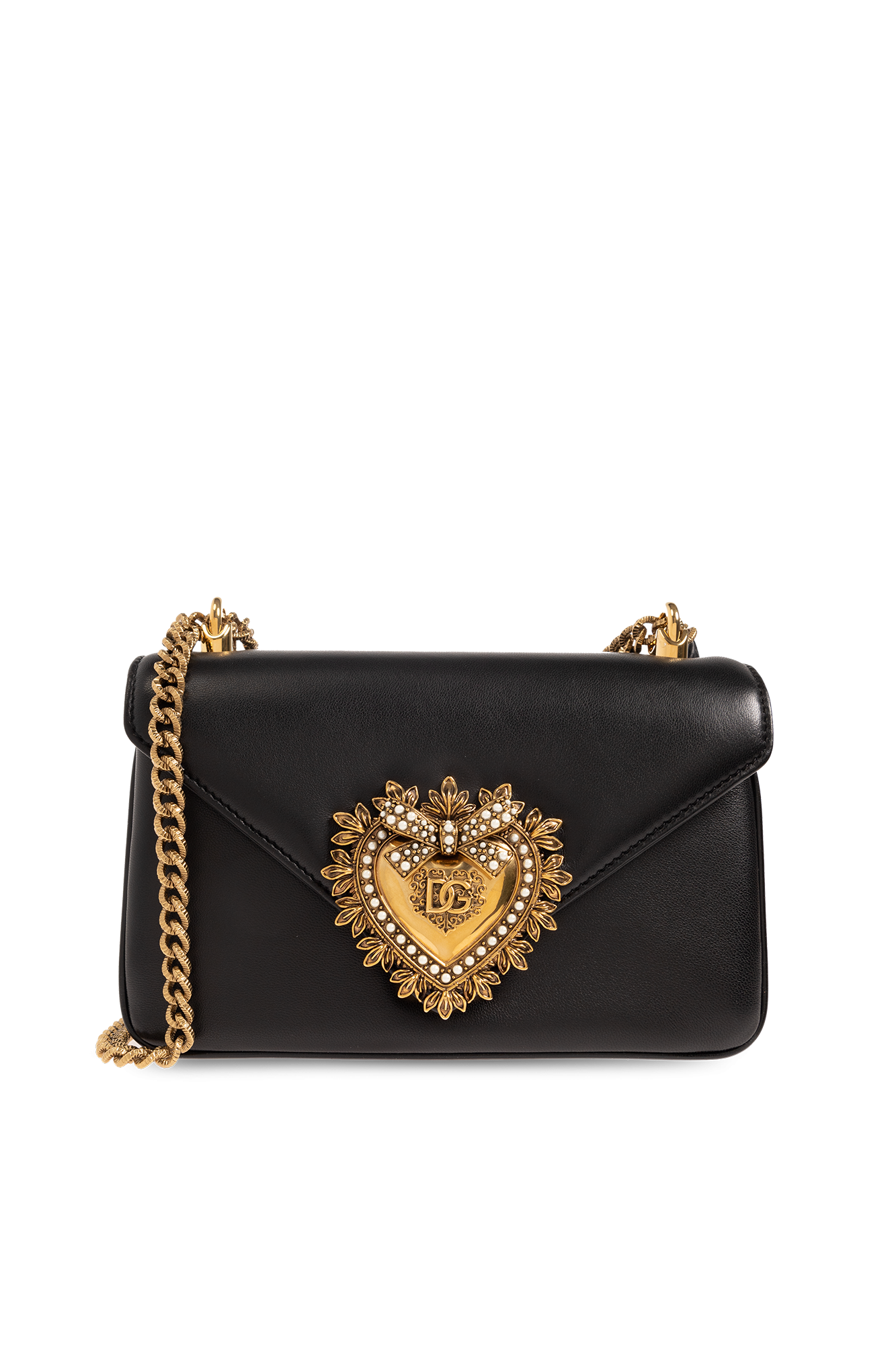 Dolce & Gabbana Devotion Heart Embellished Crossbody Bag in Metallic