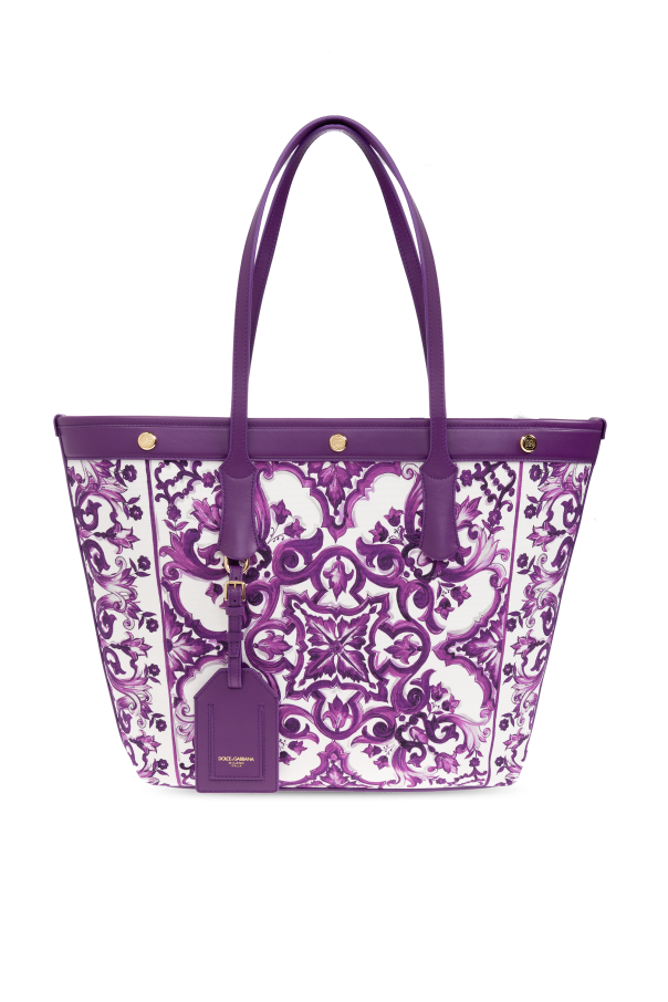 Shopper bag with "Majolica" print od Dolce & Gabbana
