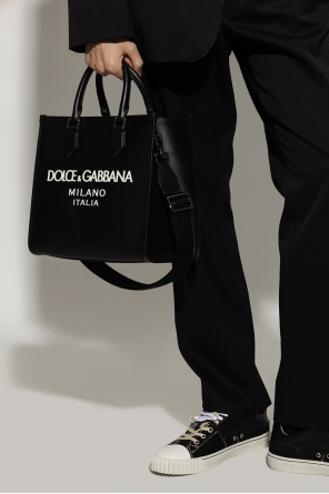 Shopper bag with logo od DOLCE & GABBANA GORSET BIELIŹNIANY