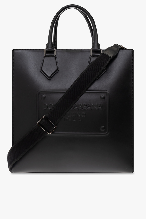 Leather shopper bag od Dolce & Gabbana DG logo-patch leopard-print jacket