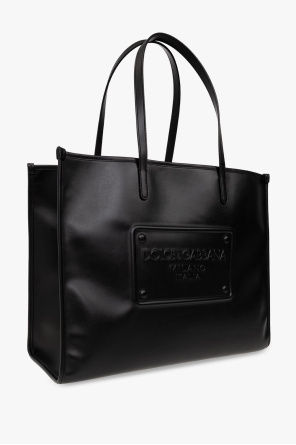 Dolce & Gabbana beaded logo T-shirt Leather shopper bag