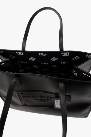 Dolce & Gabbana beaded logo T-shirt Leather shopper bag
