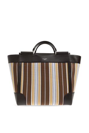Jacquard handbag with striped pattern