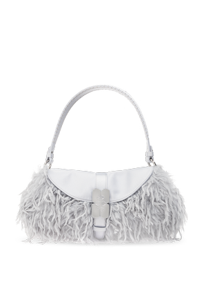 Shoulder bag with faux feathers