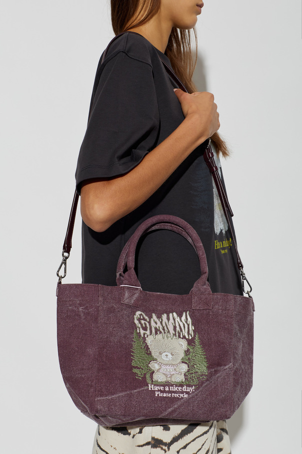 Ganni Cotton bag with embroidery