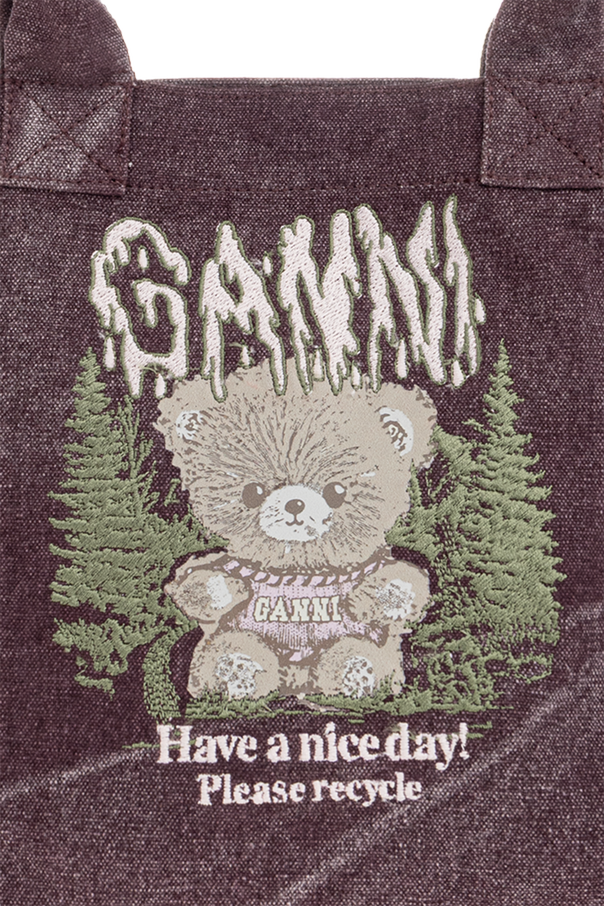 Ganni Cotton bag with embroidery