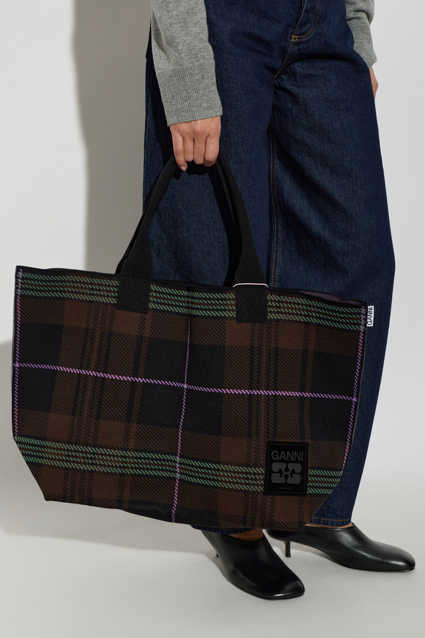 Ganni Geantă shopper cu patch logo