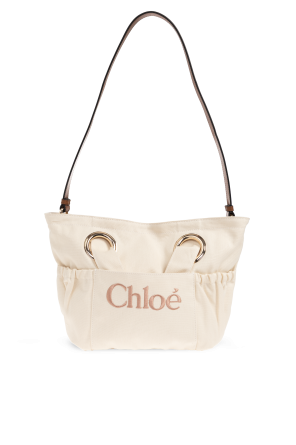 Handbag with embroidered logo