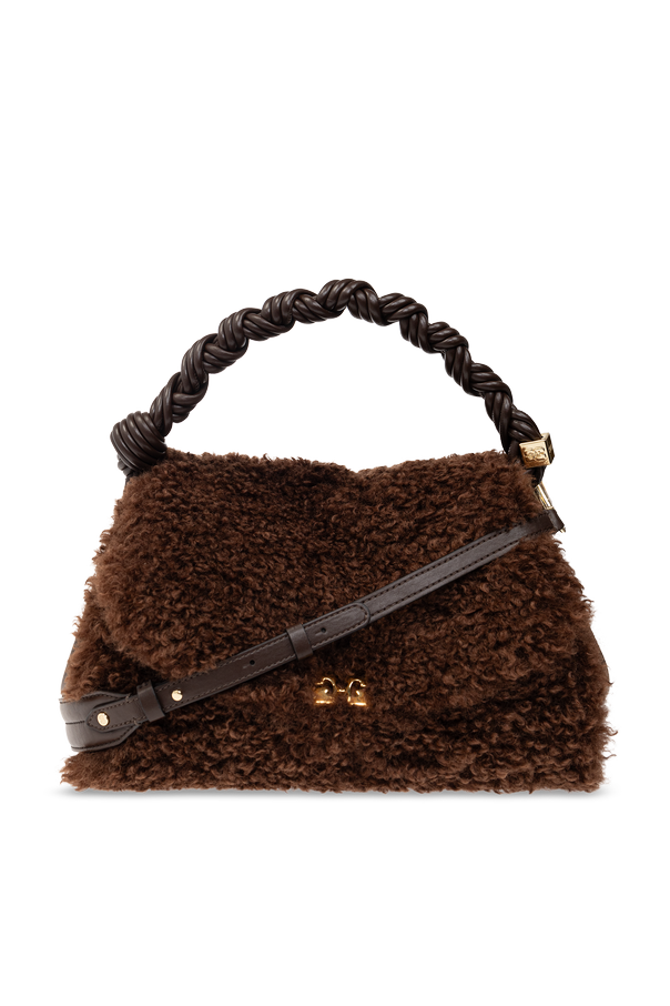 Fur handbag with logo od Ganni