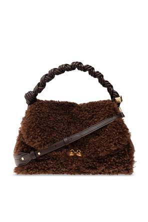 Fur handbag with logo