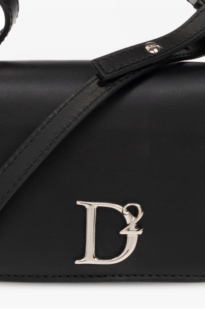 Dsquared2 PRADA Logo Nylon Leather Pouch Clutch Bag Wristlet Black 1N1422