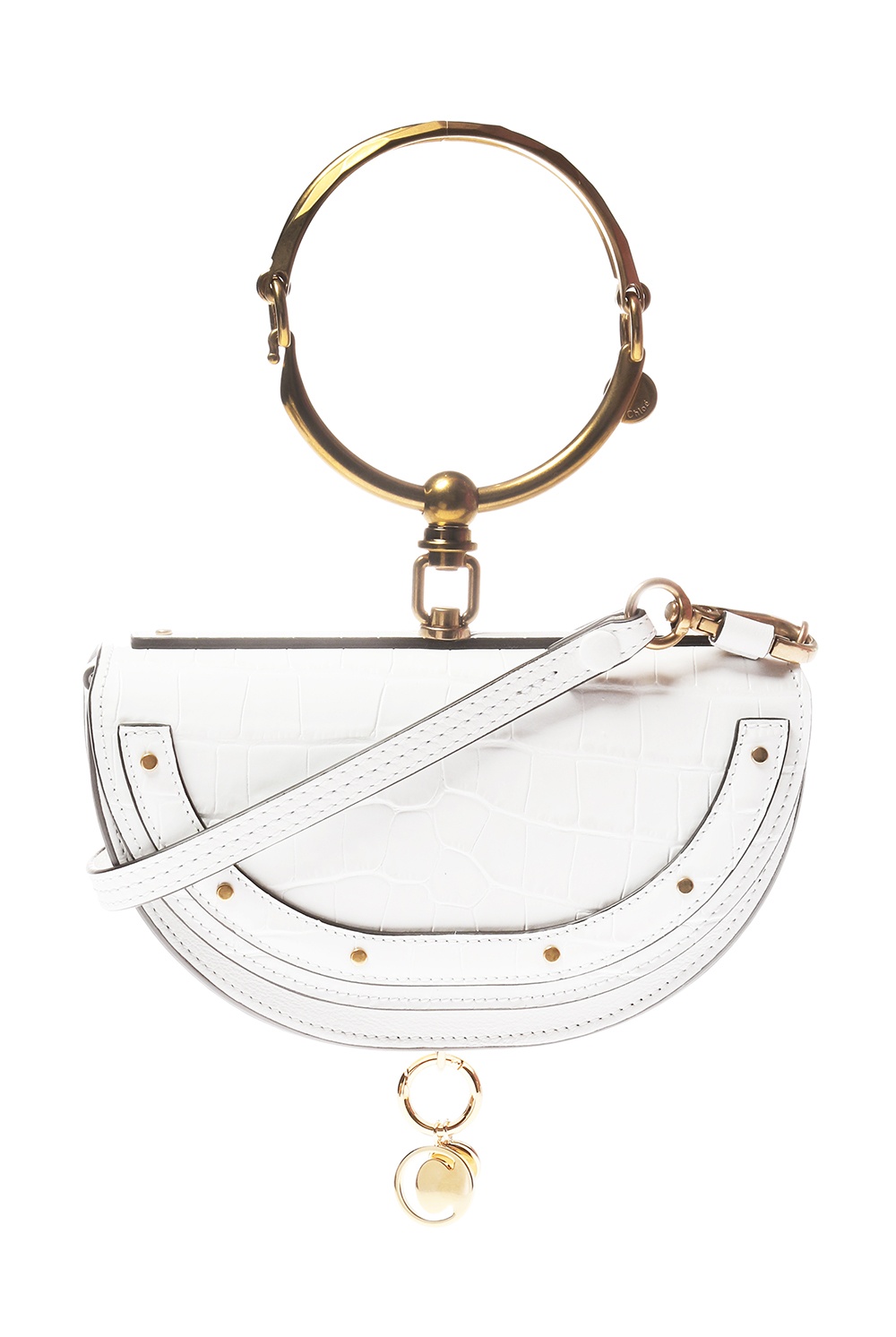 CHLOE Calfskin Small Nile Bracelet Minaudiere Bag Off White