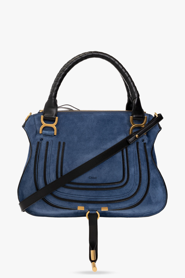 Chloé Faye Medium Leather And Suede Shoulder Bag - Blue
