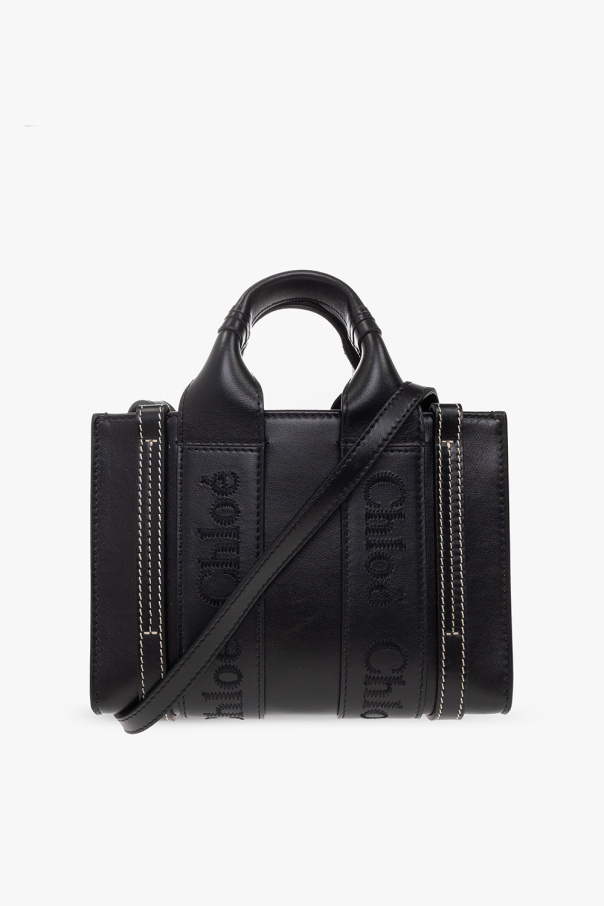 Claudia Canova camera bag with rope detail handle and cross-body strap in  black