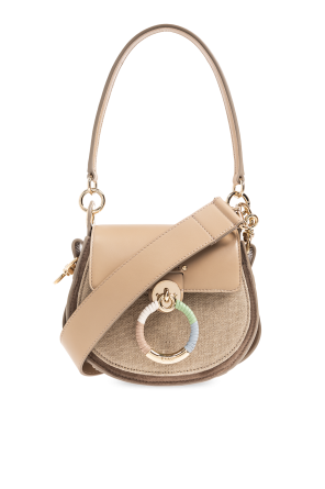 chloe handbag in burgundy suede and brown leather