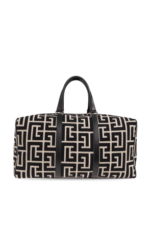 Balmain intarsia-knit Travel bag with monogram
