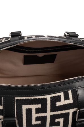 Balmain intarsia-knit Travel bag with monogram