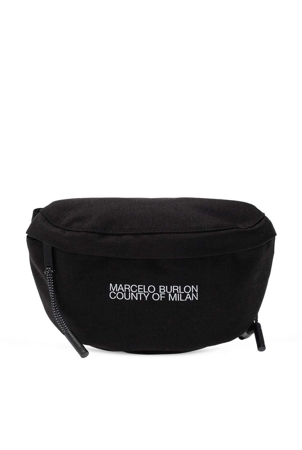 Marcelo Burlon logo-print drawstring leather shoulder bag