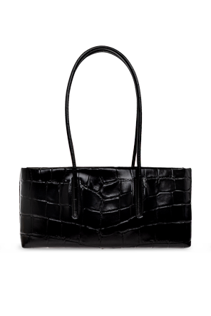 DeMellier Stockholm Black Croc-Embossed Leather Shopper Bag