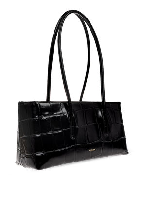 DeMellier Stockholm Black Croc-Embossed Leather Shopper Bag
