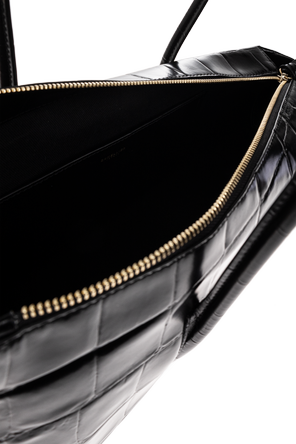 DeMellier Stockholm Black Croc-Embossed Leather Shopper Bag