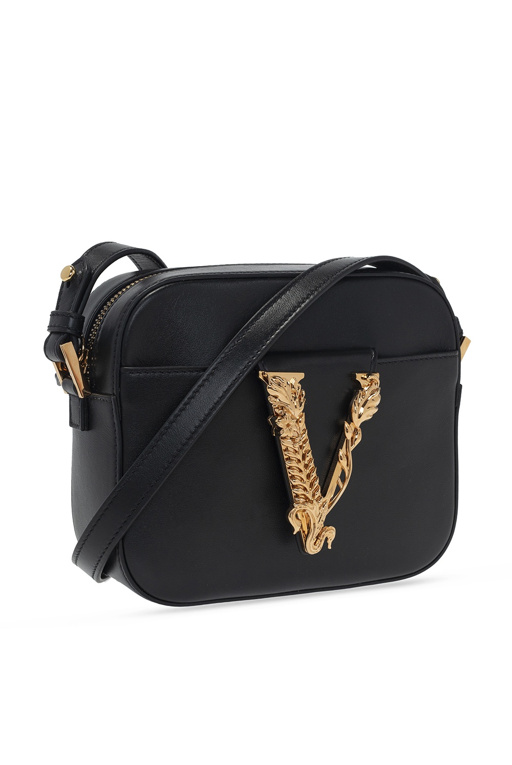 Virtus leather crossbody bag Versace Black in Leather - 18114847